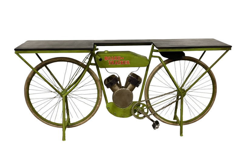 71" Solid Wood And Metal Bike Kitchen Cart - Green