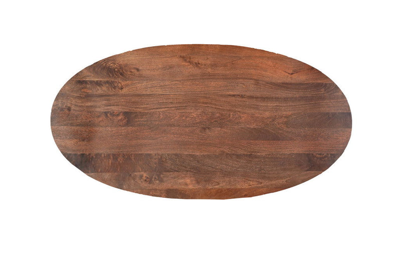 Solid Wood Cross Leg Base Oval Dining Table - Brown
