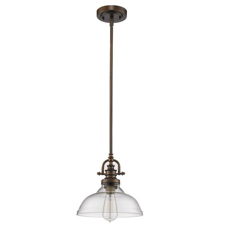 Hanging Light With Glass Dome Shade - Antique Bronze / Brown