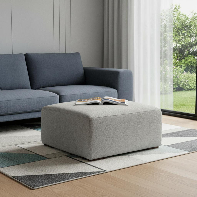 34" Fabric Ottoman - Gray / Brown