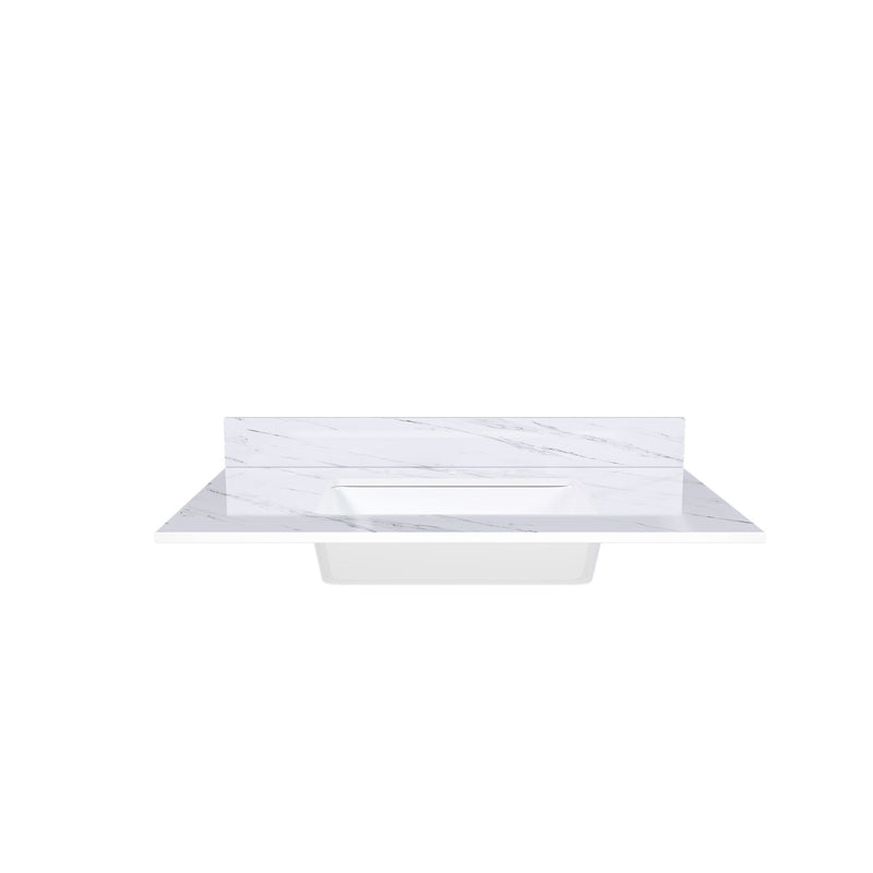 Bianco Carrara Venato Elegant Marble Vanity Top, Bathroom Vanity With Undermount Sink, Sintered Stone