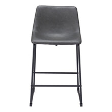 Load image into Gallery viewer, 24" Faux Leather And Steel Counter Height Bar Chairs (Set of 2) - Charcoal And Black
