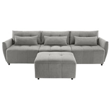 Load image into Gallery viewer, 113.3&quot; Convertible Sectional Sofa Couch 3-Seat L-Shaped Sofa with Movable Ottoman and  USB for Apartment, Living Room, Bedroom, Grey
