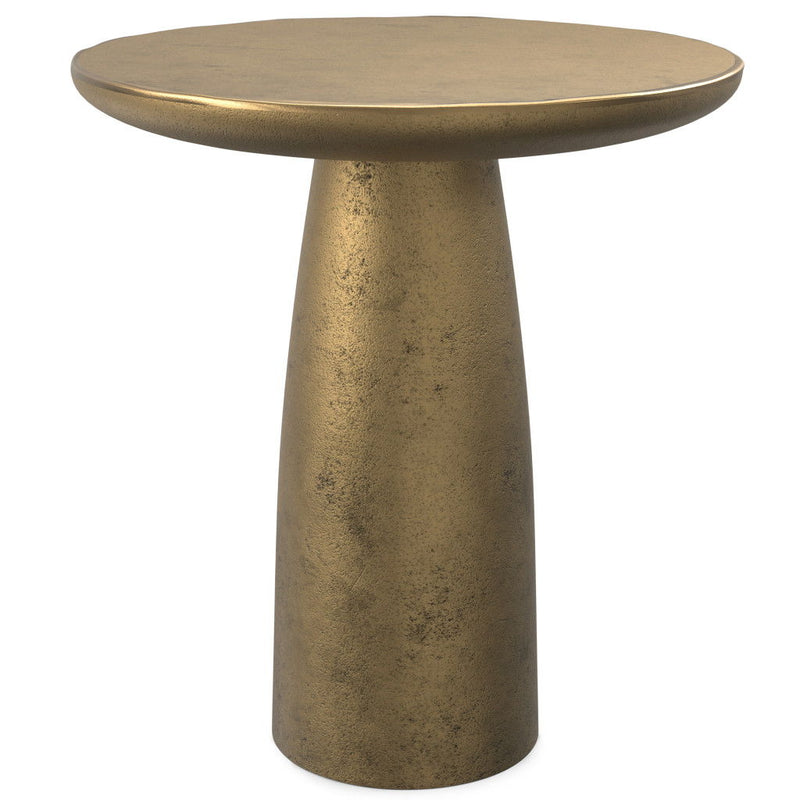 Round End Table Aluminum - Antiqued Brass