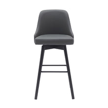Load image into Gallery viewer, Faux Leather With Solid Wood Swivel Bar Height Bar Chair - Gray And Black
