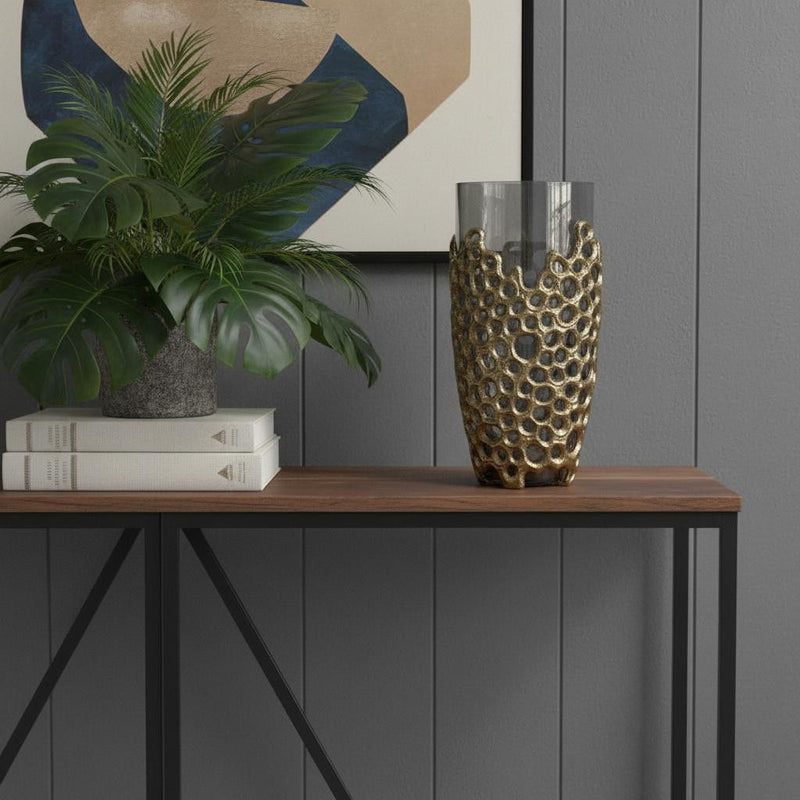Cylinder Table Vase - Black / Gold