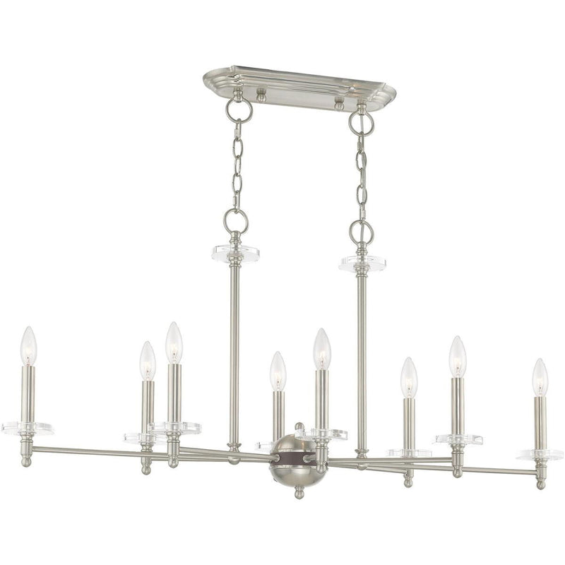 20" Eight Light Dimmable Chandelier With Shades - Nickel