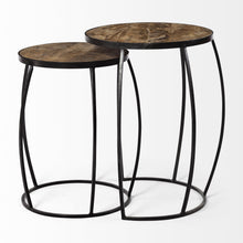 Load image into Gallery viewer, 26" Solid Wood Round End Table (Set of 2) - Black And Brown
