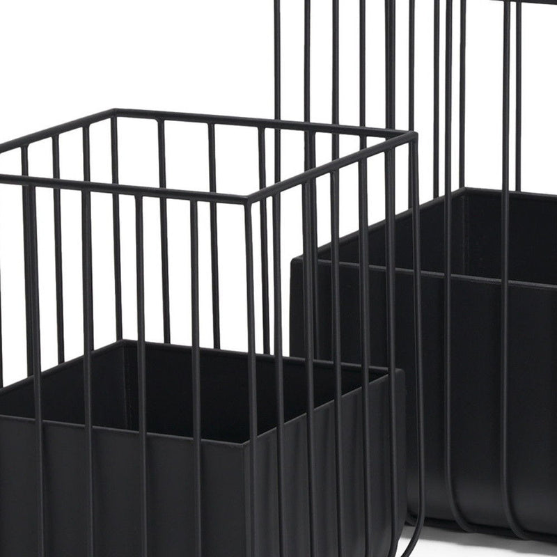 Wire Cage Square Pot Planters (Set of 2) - Black