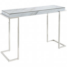 Load image into Gallery viewer, Genuine Marble Sled Console Table - White And Silver
