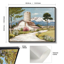 Load image into Gallery viewer, Framed Canvas Wall Art Beautiful Field Painting Wildflower Barn Print Nature Scenery Picture For Home - Blue / Pink
