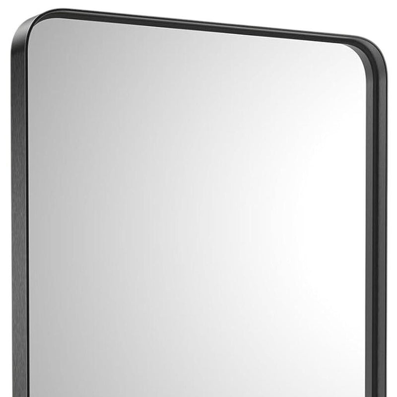 35" Metal Floating Framed Bathroom Vanity Mirror - Black