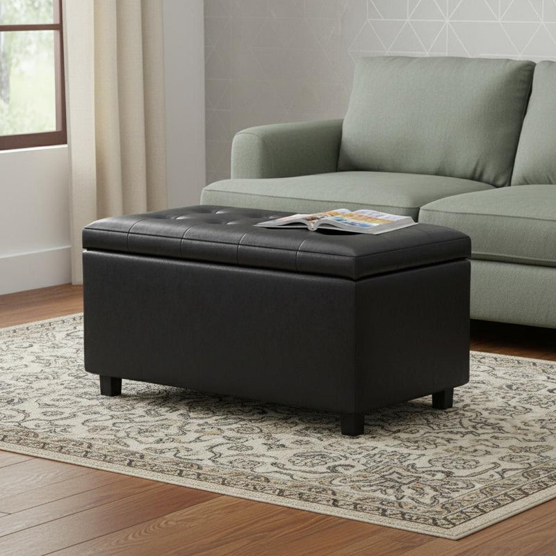 34" Storage Ottoman - Dark Brown / Black