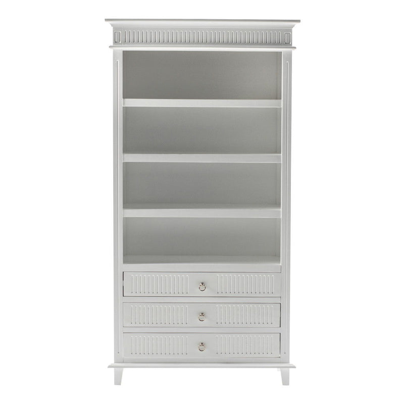 Four Tier Bookcase With Three Drawers - Antiqued White