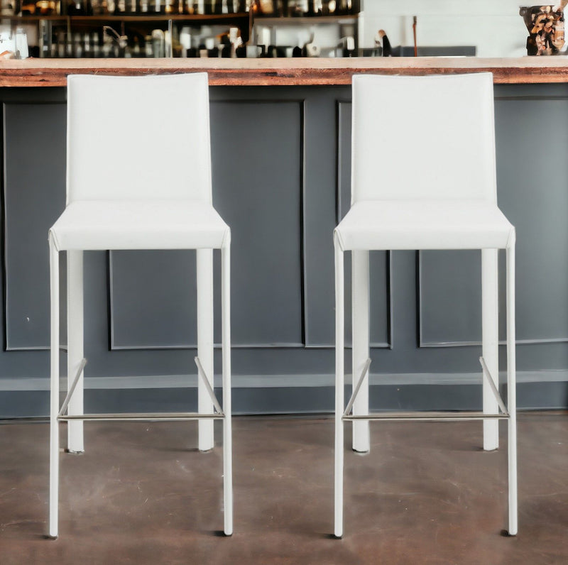 Steel Low Back Bar Height Bar Chairs (Set of 2) - White