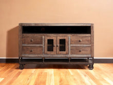 Load image into Gallery viewer, Cabinet Enclosed Storage Distressed, TV Stand - Brown
