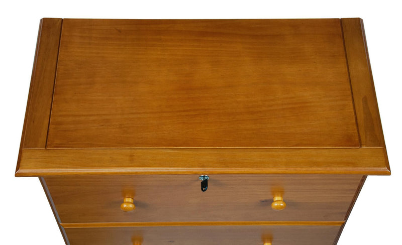 Solid Wood Five Drawer Dresser (760581) - Golden Brown