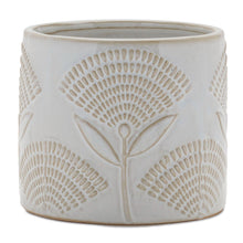 Load image into Gallery viewer, Porcelain Leaf Round Pot Planters (Set of 2) - White / Beige
