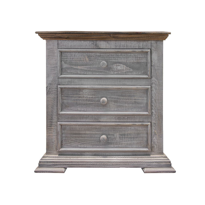 30" x 18" x 31.8" Three Drawer Nightstand - Gray
