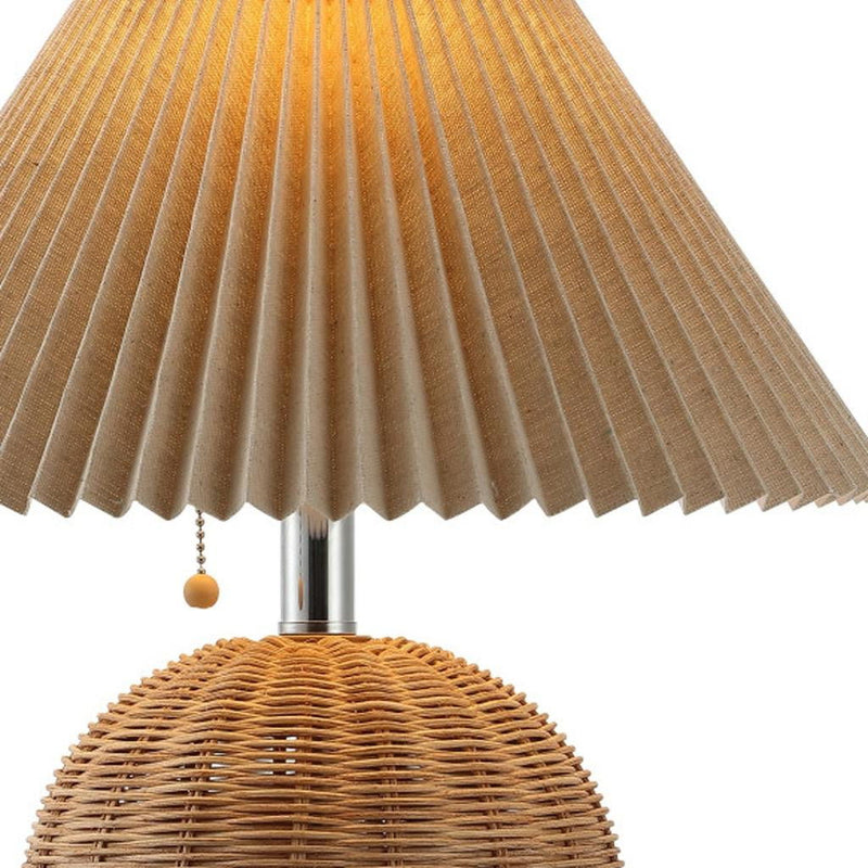 Round Table Lamp LED With Empire Shade - Natural