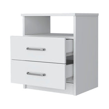 Load image into Gallery viewer, 20" Modern Wood Two Drawer Nightstand - White
