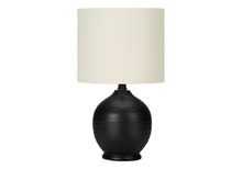 Load image into Gallery viewer, Ceramic Round Table Lamp With Ivory Drum Shade - Black
