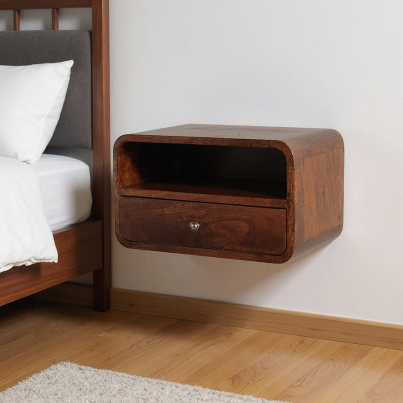 Wood One Drawer Floating Nightstand - Chestnut