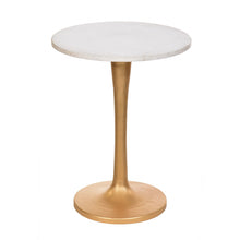 Load image into Gallery viewer, 19" Marble Round End Table - Gold And White

