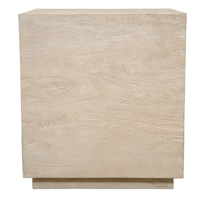 20" Distressed Solid Wood Square Block End Table - Natural