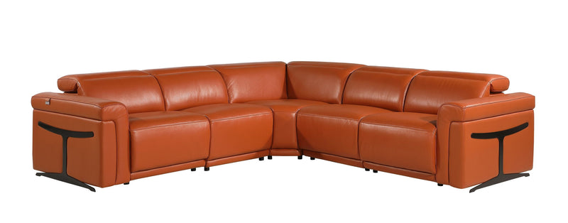 Italian Leather Modular L Shaped Five Piece Corner Sectional - Camel