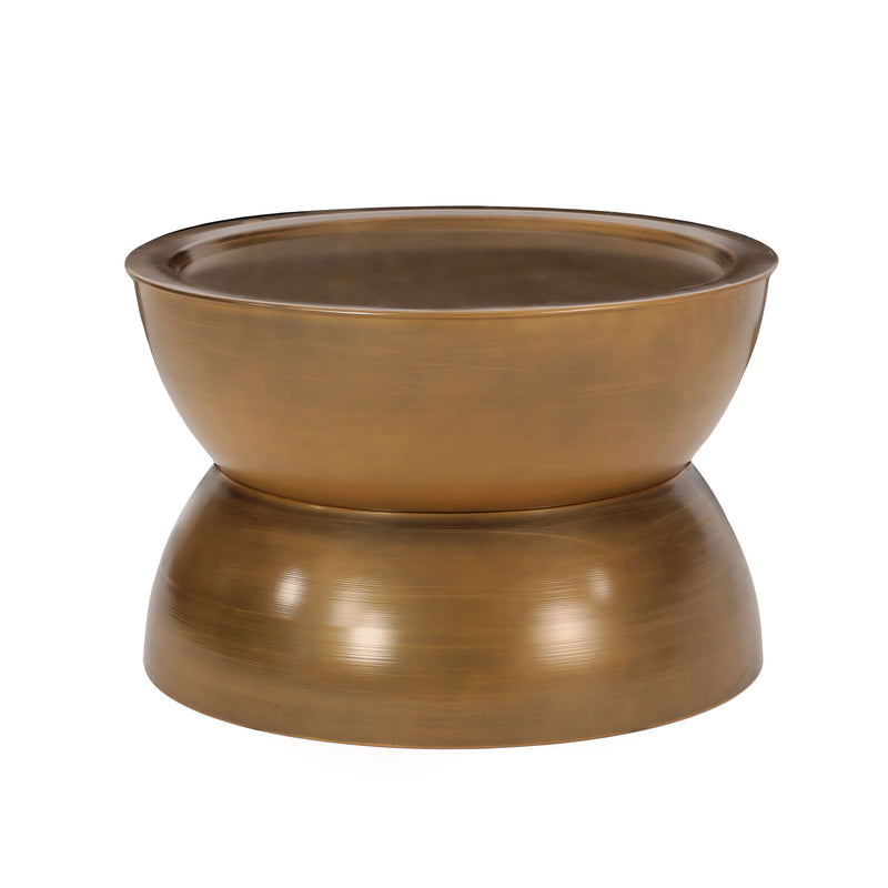 Iron Round Pedestal Coffee Table - Gold