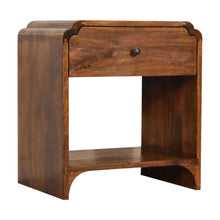 Load image into Gallery viewer, 20" Solid Wood Scalloped Edge One Drawer Nightstand - Brown
