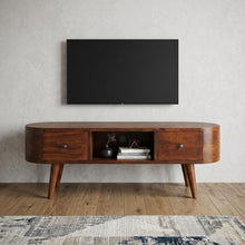 Load image into Gallery viewer, Solid Wood Enclosed Open Storage TV Stand - Brown
