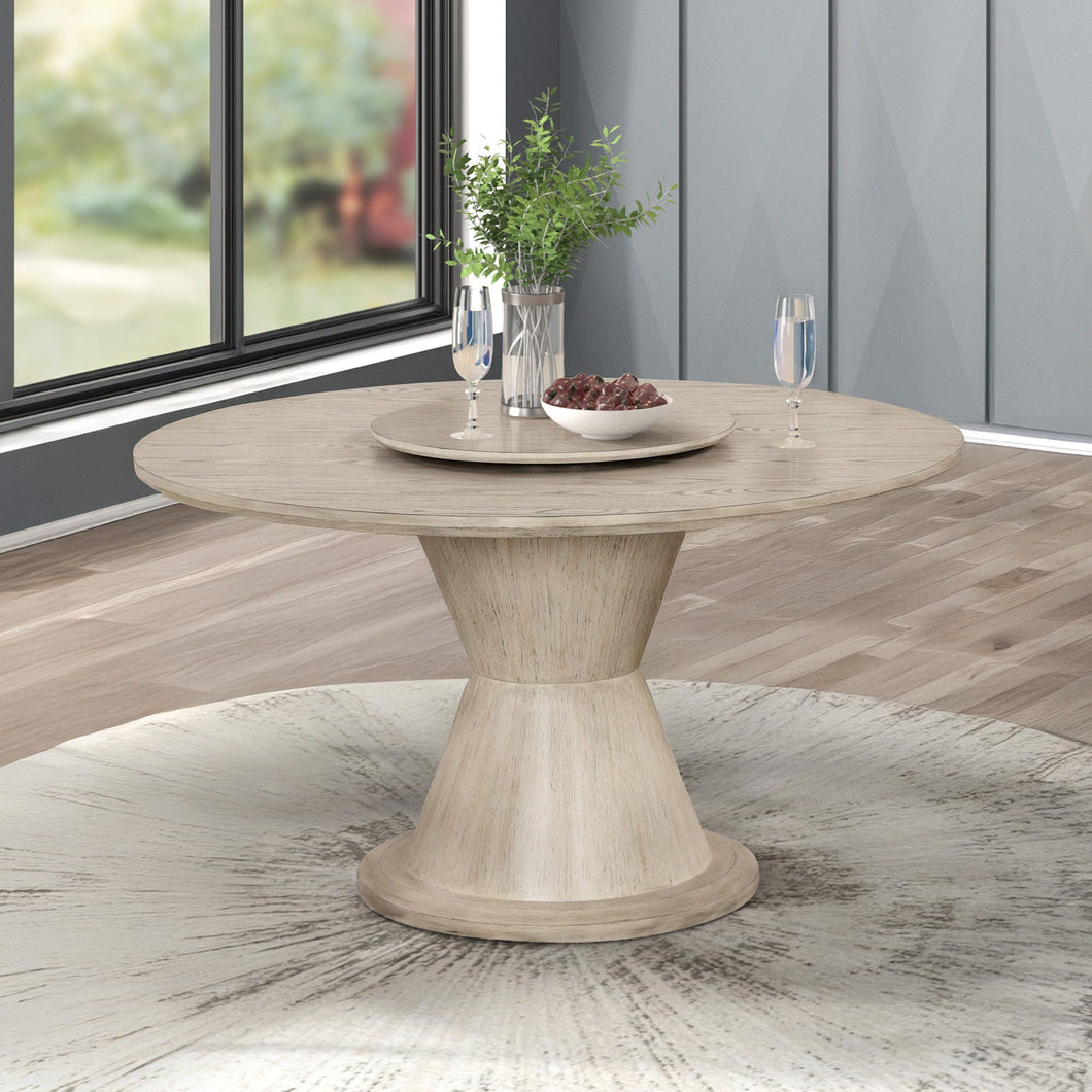 Gwendolyn - Round Dining Table Top & Lazy Susan - Cerused Taupe