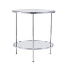 Load image into Gallery viewer, Glass Iron Round Mirrored End Table With Shelf - Chrome
