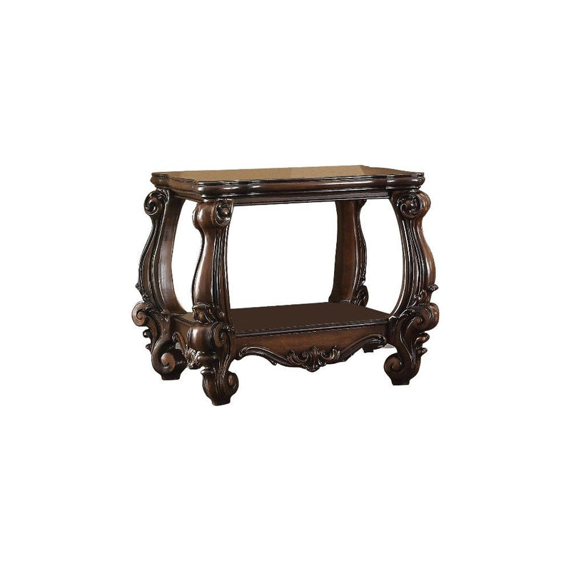 Manufactured Wood Square End Table With Shelf - Cherry Oak