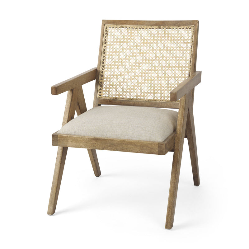 Solid Wood Arm Chair - Beige