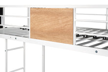 Load image into Gallery viewer, Metal Twin over Full Bunk Bed with Trundle/ Heavy-duty Sturdy Metal/ Noise Reduced/ Safety Guardrail/ Wooden Decoration/ Convenient Trundle / Bunk Bed for Three/ CPC Certified/ No Box Spring Needed
