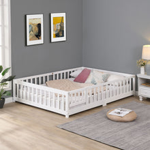 Load image into Gallery viewer, Solid Wood Floor Bed With Door And Fence For Children
