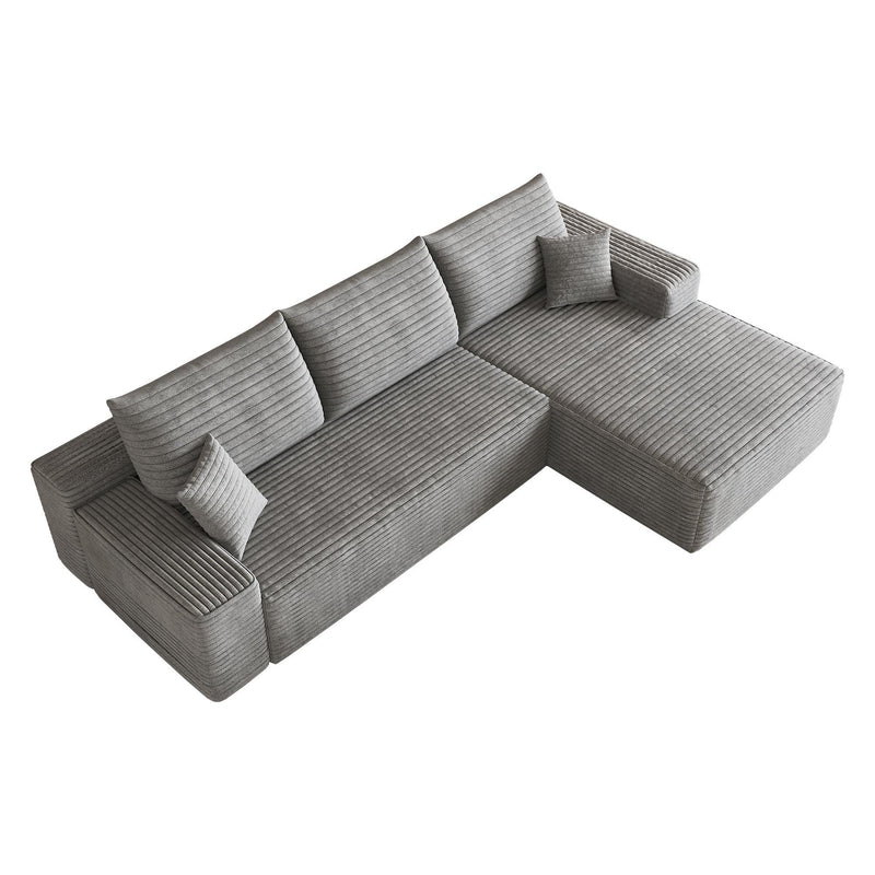 Corduroy Modular L Shaped Sofa And Chaise Sectional (762629) - Gray