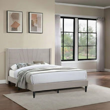 Load image into Gallery viewer, Eastern King Size Platform Bed, Upholstered Headboard - Light Brown
