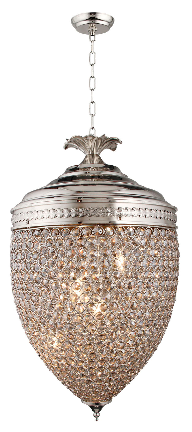 Unique Statement Three Light Metal And Crystal Glass Chandelier With Shades - Silver