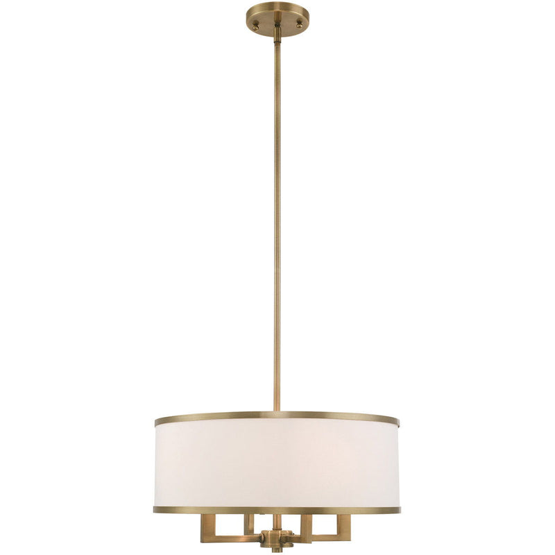 18" Four Light Dimmable Chandelier With Shades - Antiqued Brass