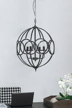 Load image into Gallery viewer, 4 Light Metal Chandelier, Hanging Light Fixture With Adjustable Chain For Kitchen, Bulb Not Included - Black
