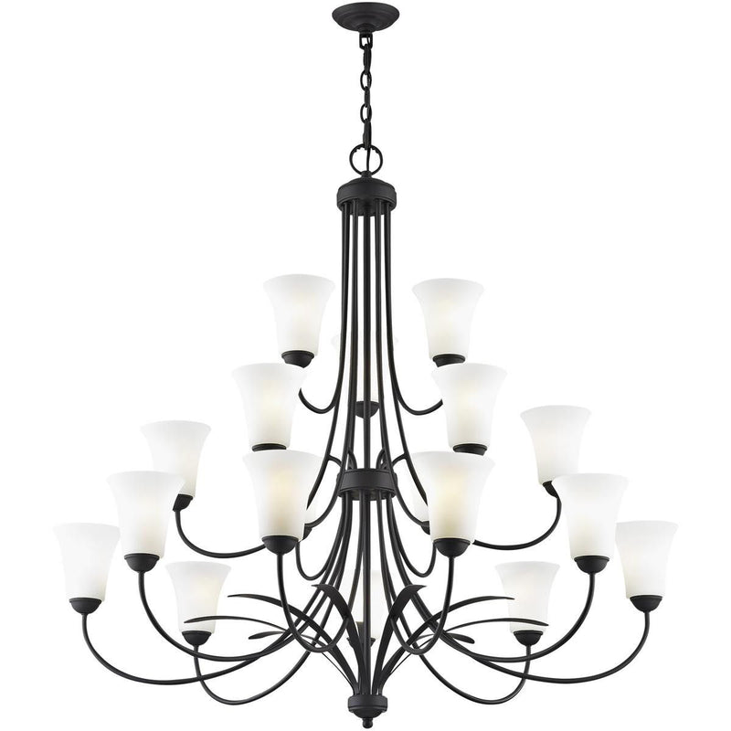 42" Multi Light Dimmable Chandelier With Shades - Black