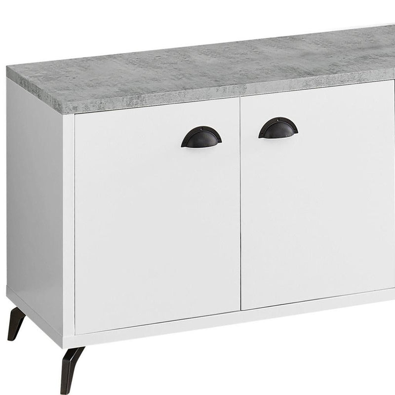 Cabinet Enclosed, Storage TV Stand - White