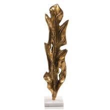 Load image into Gallery viewer, Marble Leaf Tabletop Sculpture - Antiqued Gold / White
