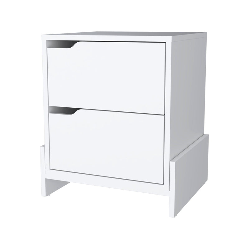 20" Wood Two Drawer Nightstand - White