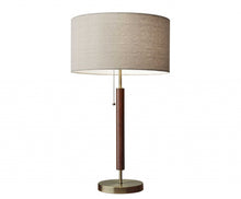 Load image into Gallery viewer, Metal And Walnut Wood Table Lamp - Antique Brass
