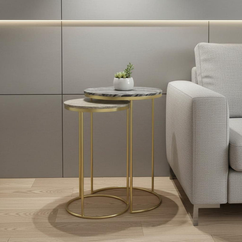 Iron Round End Table (Set of 2) - Gold
